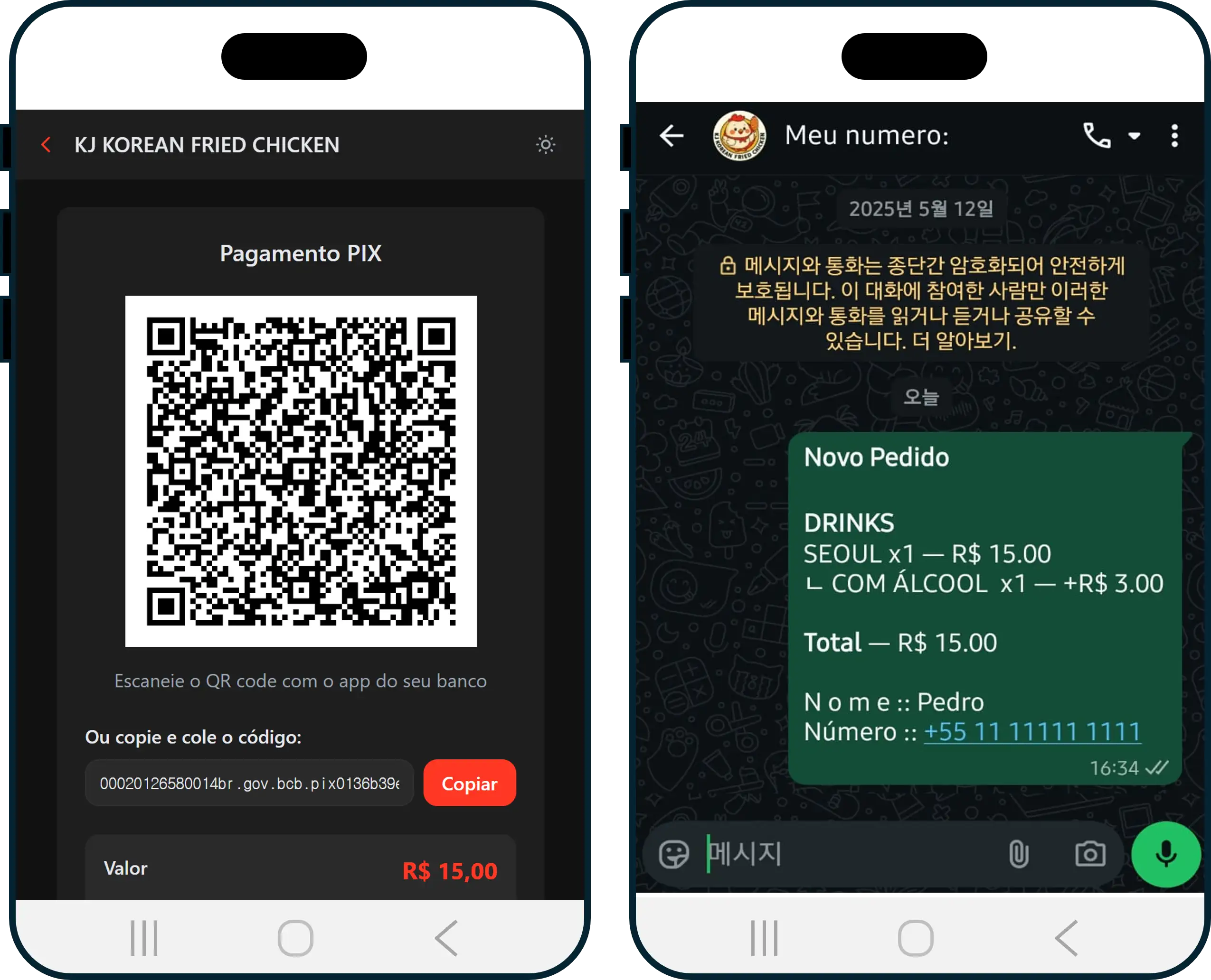 WhatsApp ordering and Stripe payment integration dashboard